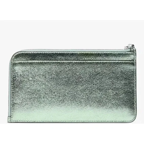 NWT Kate Spade LUCY METALLIC MEDIUM L-ZIP WRISTLET SEAWATER - Picture 3 of 13